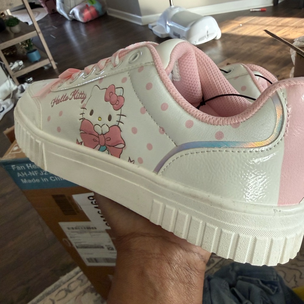Hello Kitty White Pink Polka Dot Sneakers with Bow Graphic - Picture 2 of 6